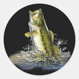 Leaping largemouth bass classic round sticker