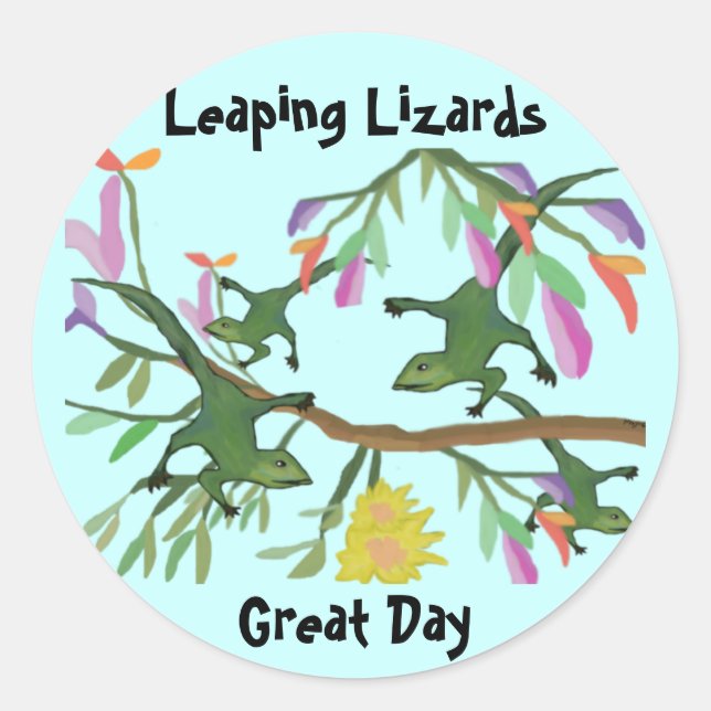 Leaping Lizards Great Day Classic Round Sticker (Front)