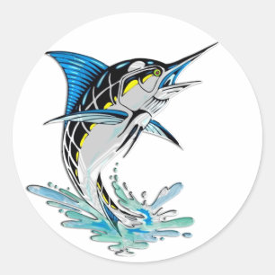 Leaping Marlin Classic Round Sticker