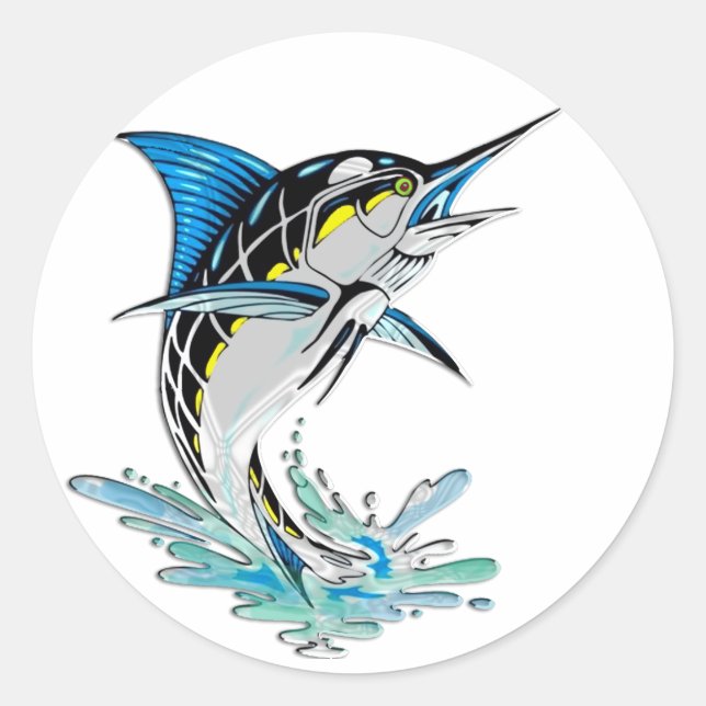 Leaping Marlin Classic Round Sticker (Front)