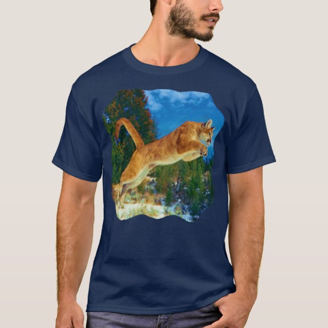 Leaping Mountain Lion T-shirt (Cougar) (Front)