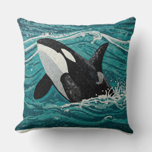 Leaping Orca Mosaic Cushion