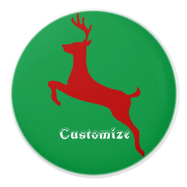 Leaping Red Deer Thunder_Cove Ceramic Knob (Front)