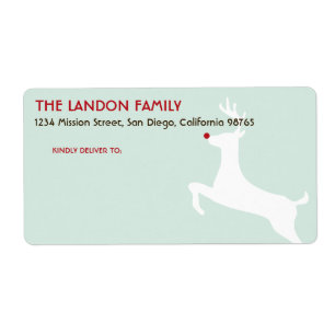 Leaping red nose reindeer teal shipping address