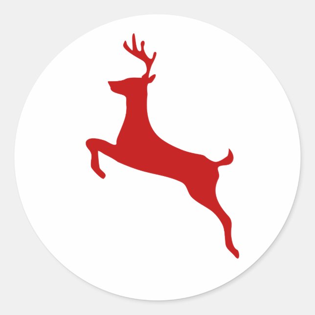 Leaping Reindeer ChristmasClassic Round Sticker (Front)