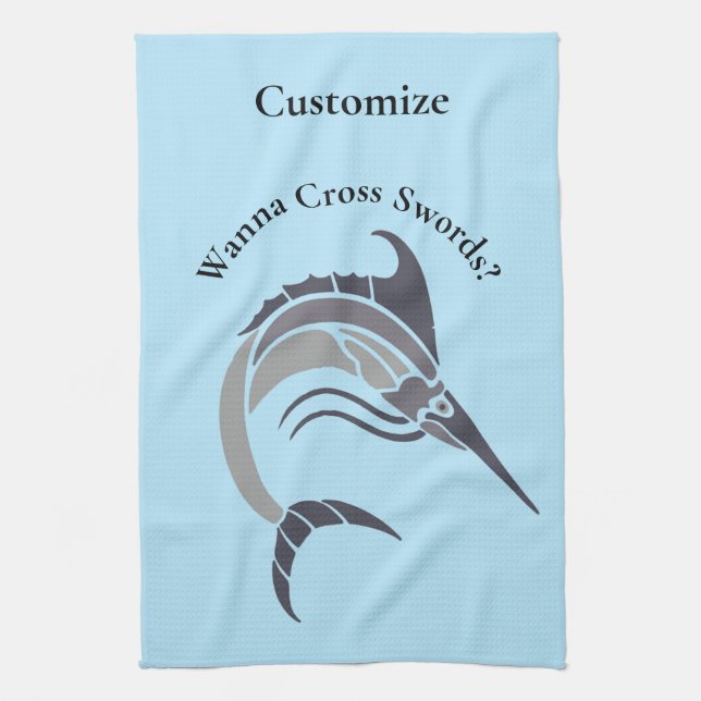Leaping Swordfish Thunder_Cove Tea Towel (Vertical)