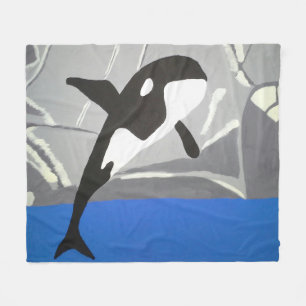 Leaping Whale   Fleece Blanket