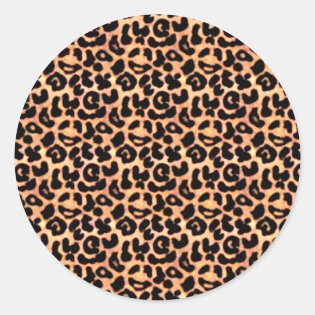 Leapord Print, Animal Print Classic Round Sticker (Front)
