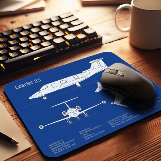 Learjet 23 - Aeroplane Blueprint Drawing Plans ABD Mouse Mat (Creator Uploaded)