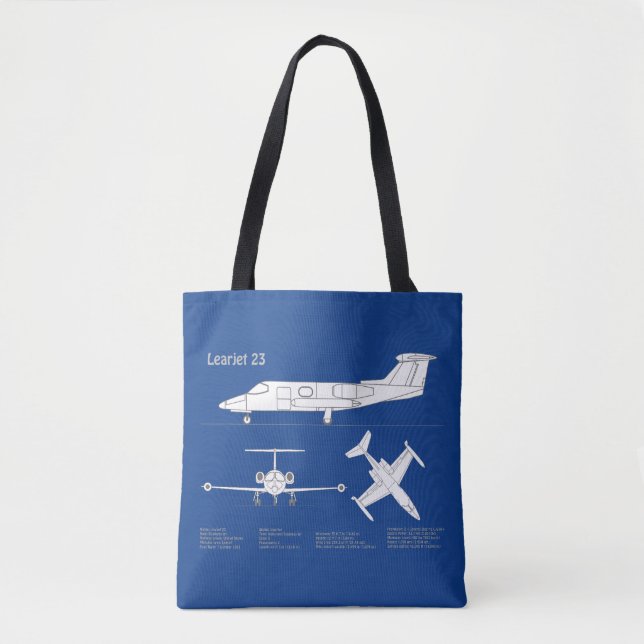 Learjet 23 - Aeroplane Blueprint Drawing Plans ABD Tote Bag (Front)