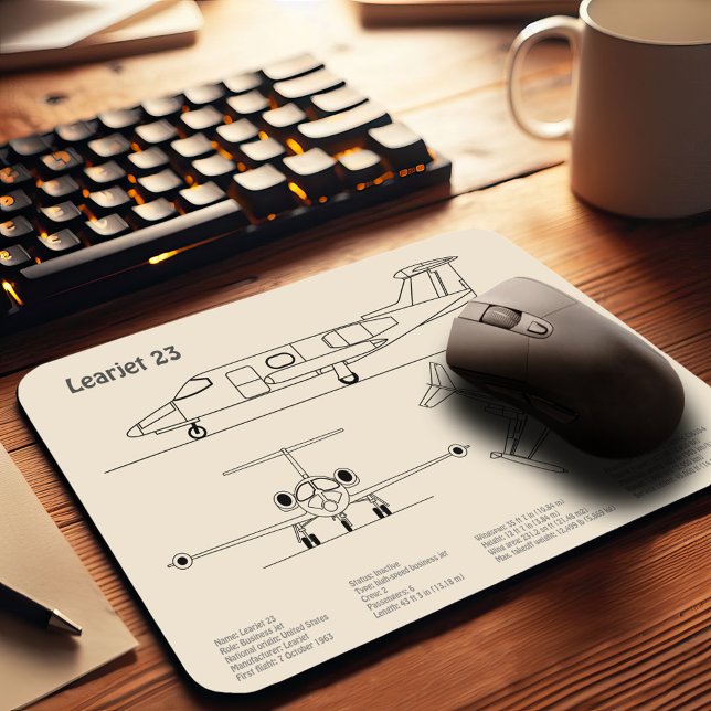 Learjet 23 - Aeroplane Blueprint Drawing Plans SD Mouse Mat (Creator Uploaded)