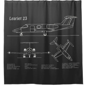 Learjet 23 - Airplane Blueprint Drawing Plans PD Shower Curtain