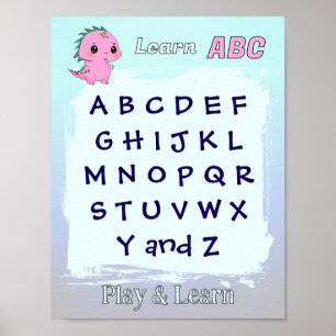 Learn ABC pink Dino Poster