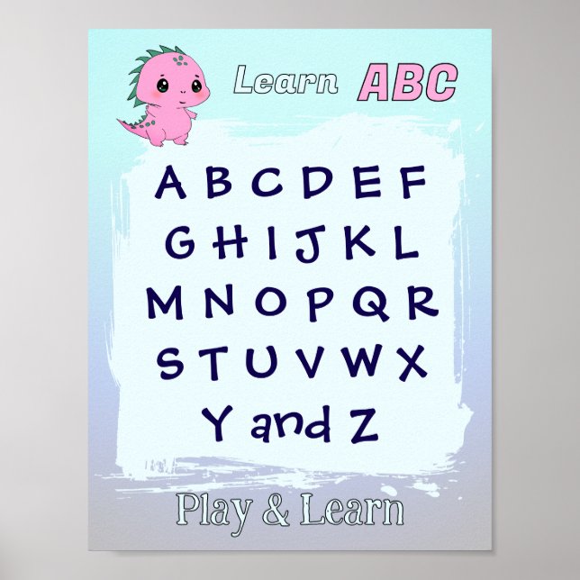 Learn ABC pink Dino Poster (Front)