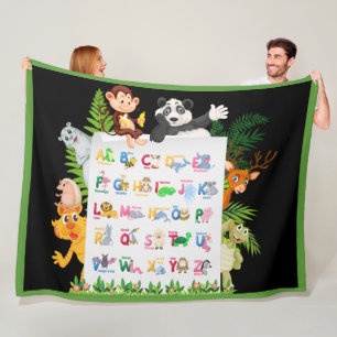 Learn Alphabet & Animals Education Fleece Blanket