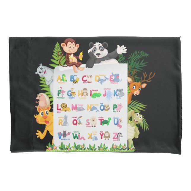 Learn Alphabet & Animals Education Pillowcase (Front)