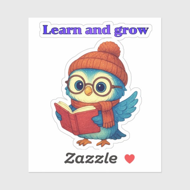 Learn and Grow – Cute Owl Reading Sticker (3") (Sheet)