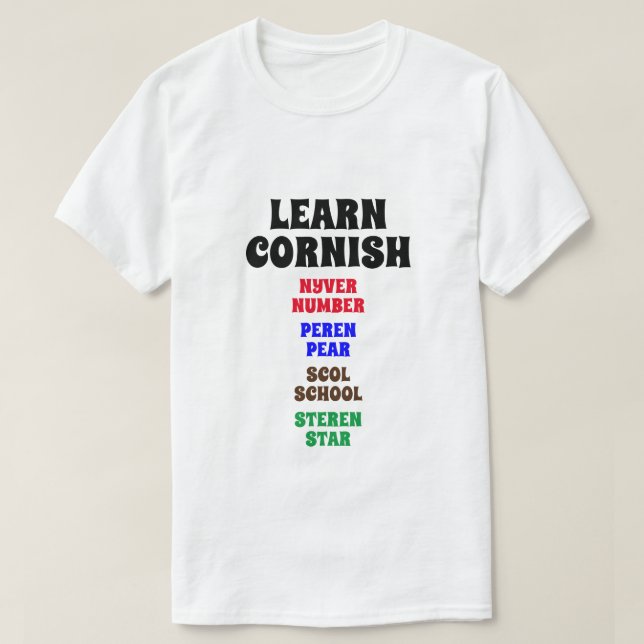 Learn Cornish - Number, Pear, School, Star T-Shirt (Design Front)