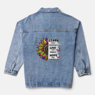 Learn from yesterday motivational quotes elegant denim jacket