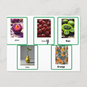  learn fruits spelling in english  postcard
