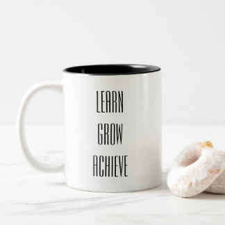 Learn, Grow, Achieve Simple Recipe for Success Two-Tone Coffee Mug