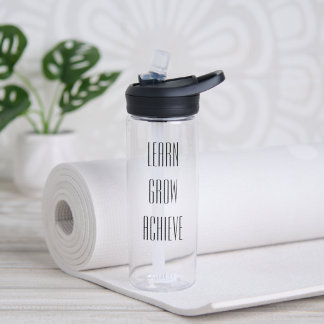 Learn, Grow, Achieve Simple Recipe for Success Water Bottle