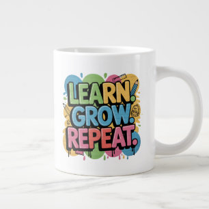 Learn Grow Repeat Graffiti Back to School Design Large Coffee Mug