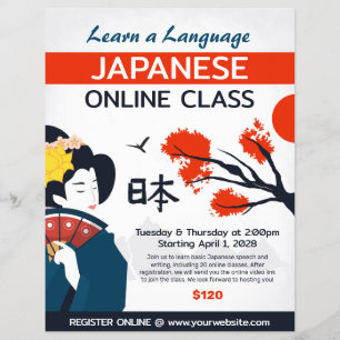 Learn Japanese Language Class Flyer Template