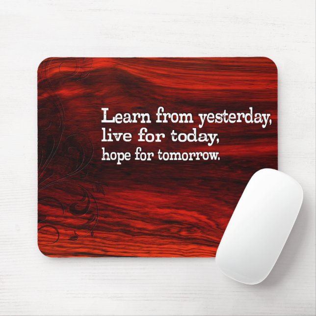 "Learn, live, hope" Inspirational Quote Mouse Mat (With Mouse)