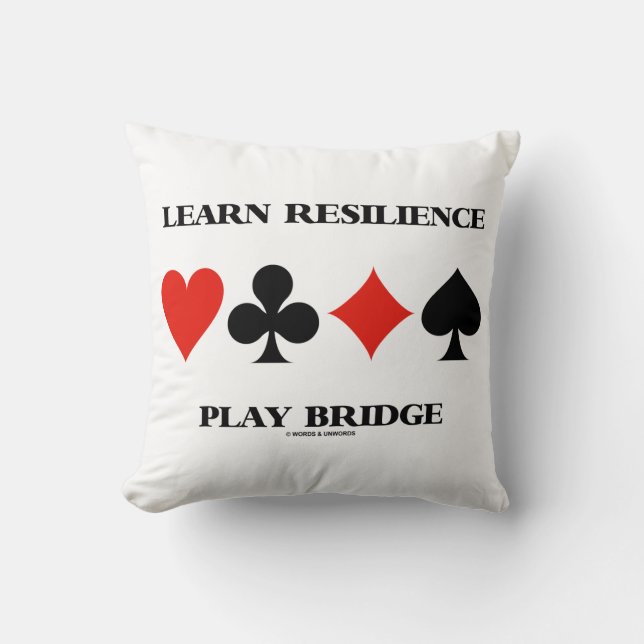 Learn Resilience Play Bridge Four Card Suits Cushion (Front)