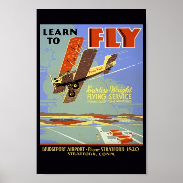Learn to fly Curtiss-Wright Flying Service Poster (Front)