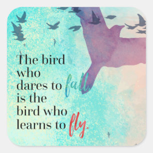 Learn To Fly Quote Square Sticker