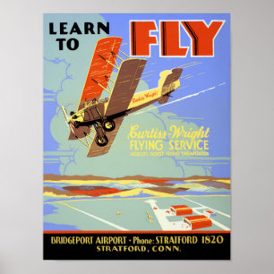 Learn to fly Vintage Poster Restored