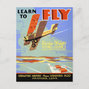 Learn to fly Vintage Poster Restored Postcard