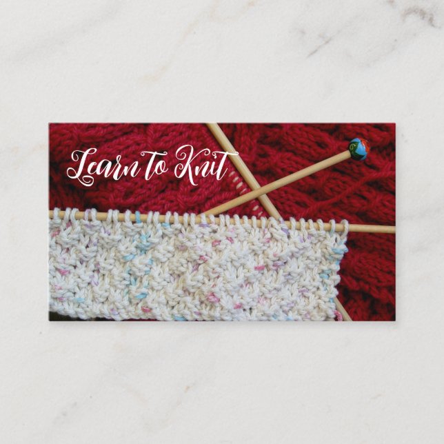 Learn to Knit Business Card Template (Front)