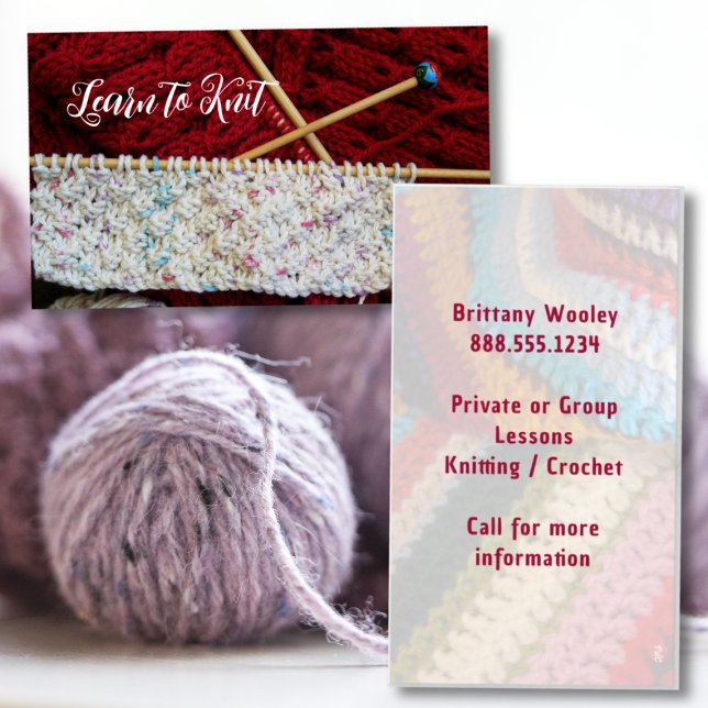 Learn to Knit Business Card Template (Creator Uploaded)