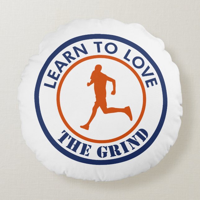 Learn To Love The Grind Running Throw Pillow (Front)