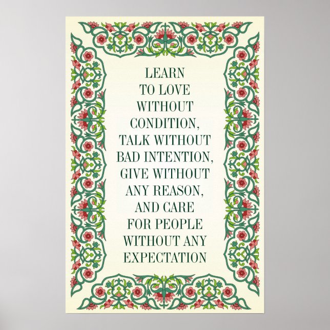 LEARN  TO LOVE WITHOUT CONDITION, TALK WITHOUT BAD POSTER (Front)