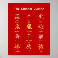 Learn to Read Chinese Zodiac Animals Red & Gold