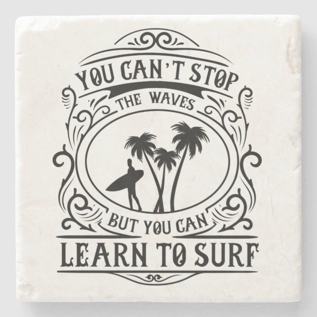 Learn to Surf Stone Coaster (Front)