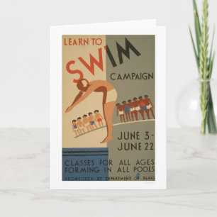 Learn To Swim NYC 1940 WPA Card