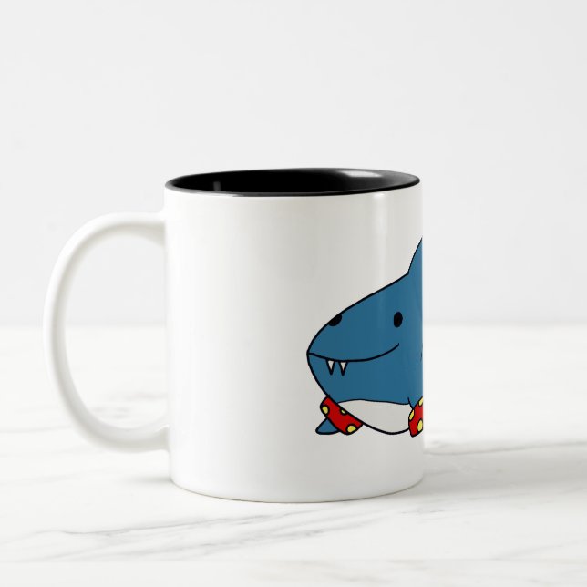 Learn to swim shark Two-Tone coffee mug (Left)