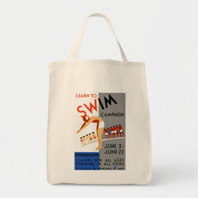 Learn To Swim Tote Bag (Front)