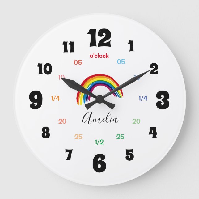 Learn To Tell The Time | Personalised | Name Large Large Clock (Front)