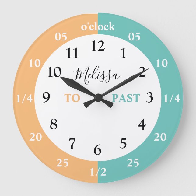 Learn To Tell The Time | Personalised | Name Large Large Clock (Front)