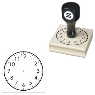 Learn To Tell Time Analogue Watch Clock Kids Rubber Stamp