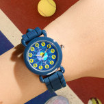 Learn to tell time blue green yellow tennis watch<br><div class="desc">Colourful boys graphic watch colour-coded to help assist your child to read a clock. This colourful teaching aid includes minutes and hours and past and to making child's play of telling the time. Clock colour-coded in tennis ball yellow green, with shades of blue and white featuring a tennis graphic and...</div>