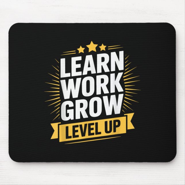 Learn Work Grow Level Up Motivational Growth Insra Mouse Mat (Front)