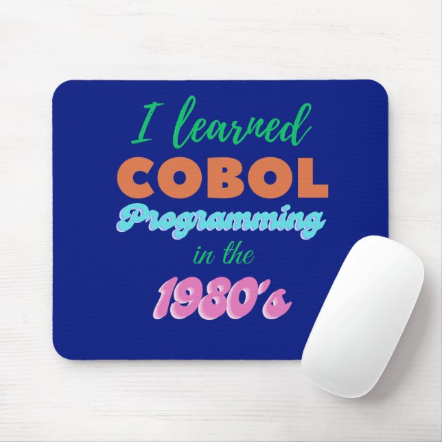 Learned Cobol Programming Language in the 1980s Mouse Mat (With Mouse)