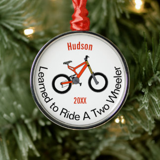 Learned to Ride a Two Wheeler Metal Tree Decoration